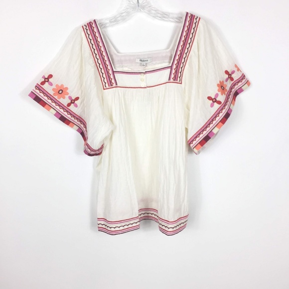 Madewell Embroidered Sandblossom Pesant Boho Top S - Picture 4 of 8